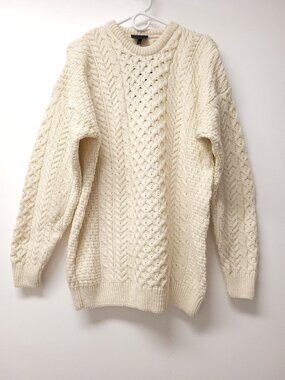 NWT Aran Womens Wool Long Sleeve Crew Neck Cable Knit Sweater Size Size XL
